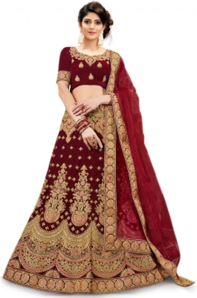 Kedar Fab Embroidered Semi Stitched Lehenga Choli